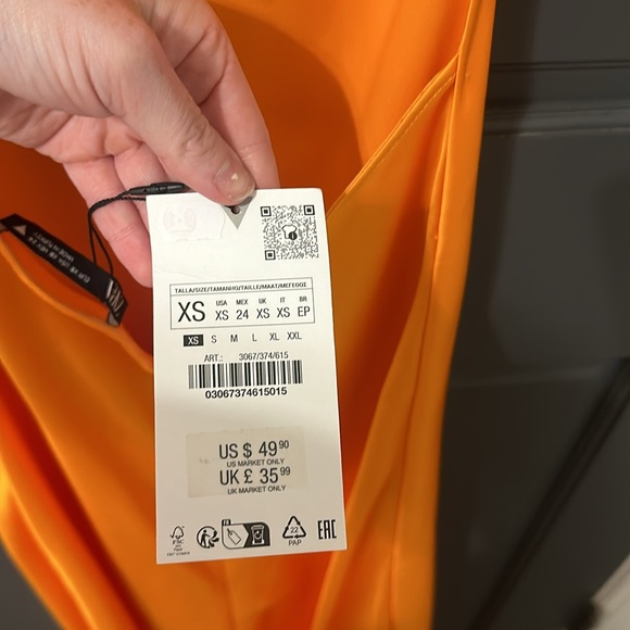 BRAND NEW orange satin midi dress - Picture 3 of 3
